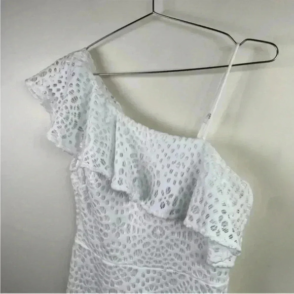 Lilly Pulitzer White Lace Eyelet Callisto Terry One Shoulder Dress - Picture 4 of 10